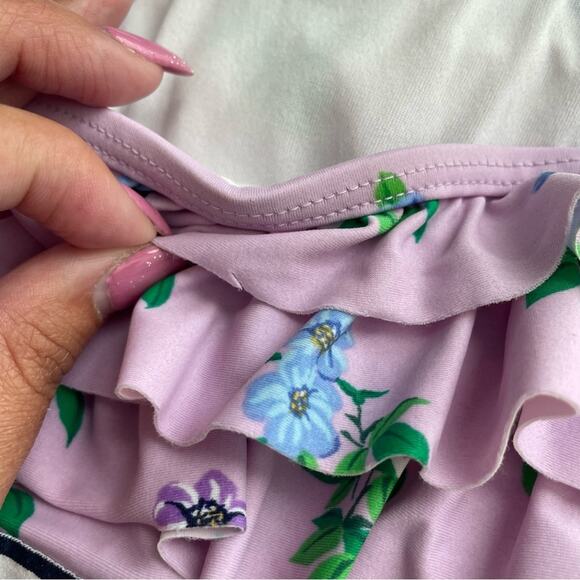 Janie and Jack Ruffle Halter Swimsuit Floral Stripe Retro 12-18 Months - Picture 14 of 14